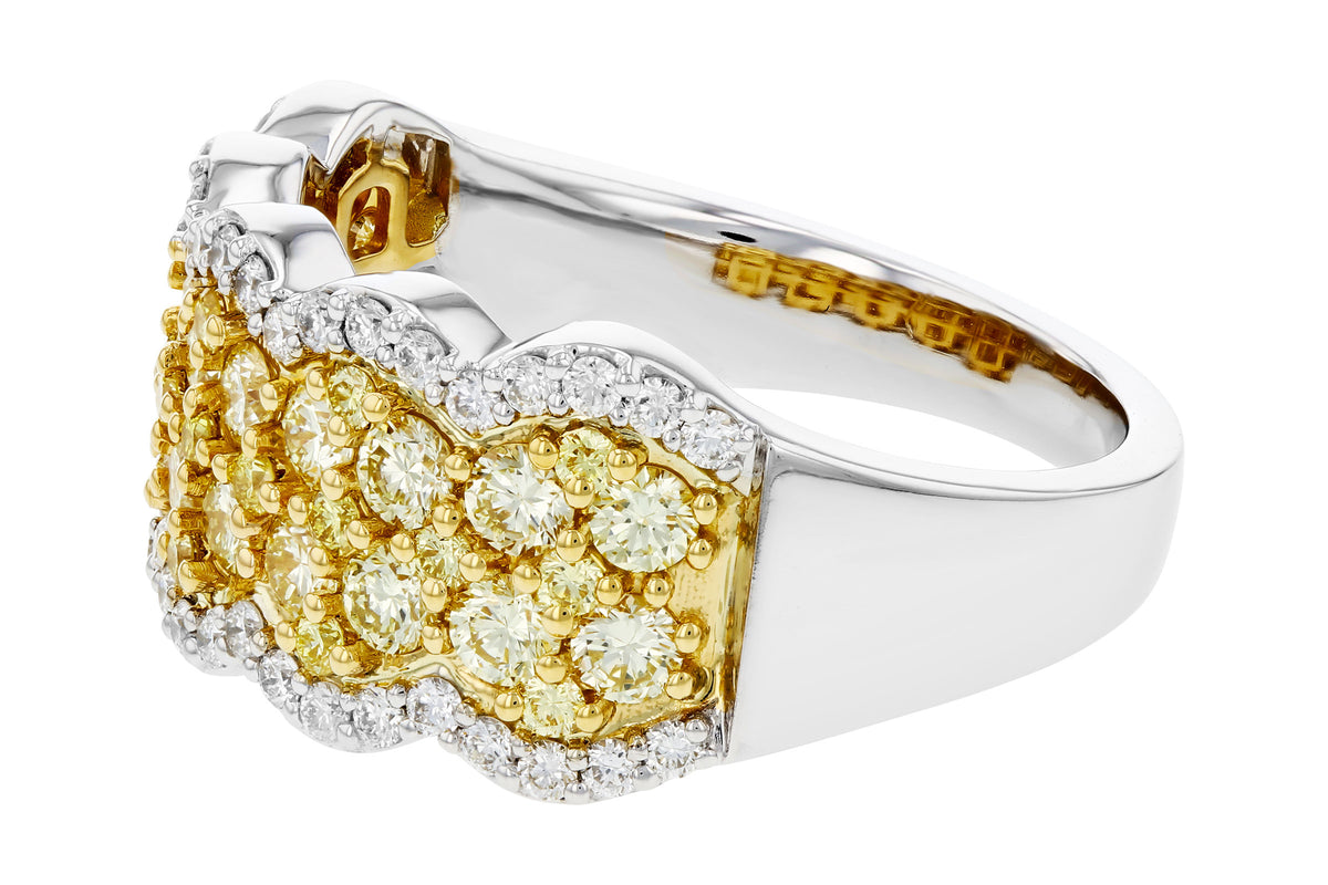 Allison Kaufman Yellow Diamond Wedding Band in 14K Yellow & White Gold, 1.55 ctw, alternate view