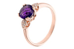 Allison Kaufman Amethyst & Diamond Ring in 14K Rose Gold, 1.15 ctw, alternate view
