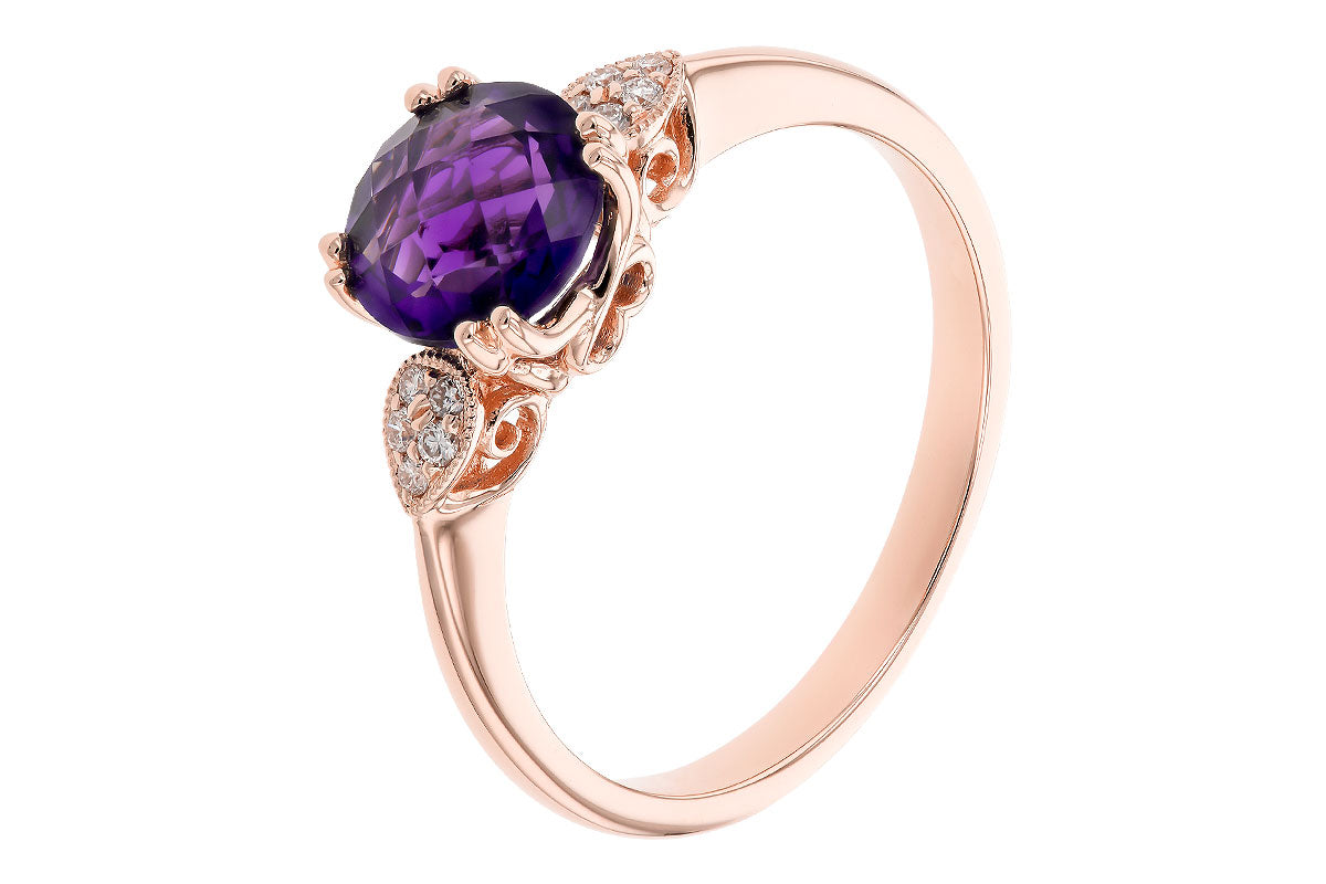 Allison Kaufman Amethyst & Diamond Ring in 14K Rose Gold, 1.15 ctw, alternate view