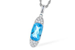 Allison Kaufman Blue Topaz & Diamond Necklace in 14K White Gold, 2.12 ctw