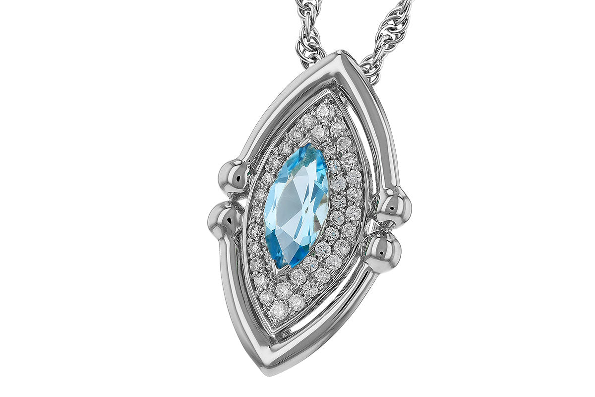 Allison Kaufman Blue Topaz & Diamond Necklace in 14K White Gold, 0.70 ctw, alternate view