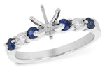 Allison Kaufman Sapphire & Diamond Engagement Ring Semi-Mount in 14K White Gold, 0.48 ctw