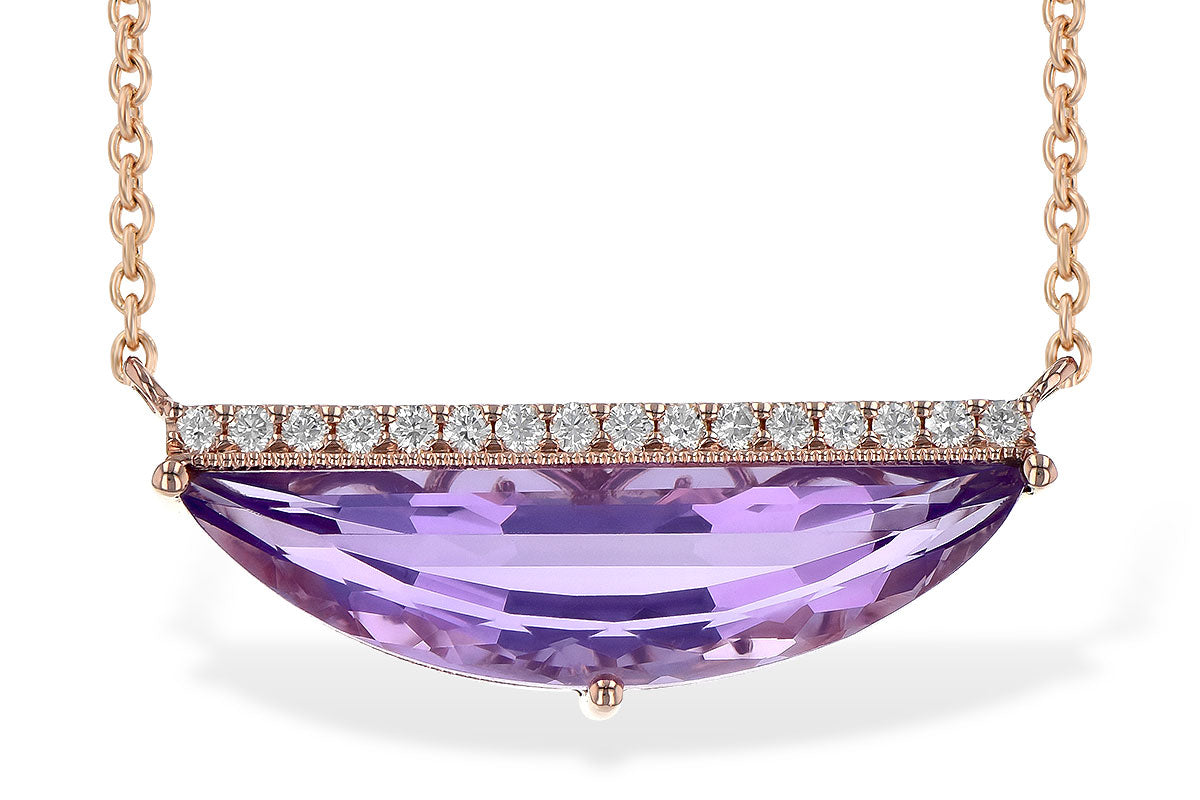 Allison Kaufman Amethyst & Diamond Necklace in 14K Rose Gold, 2.28 ctw