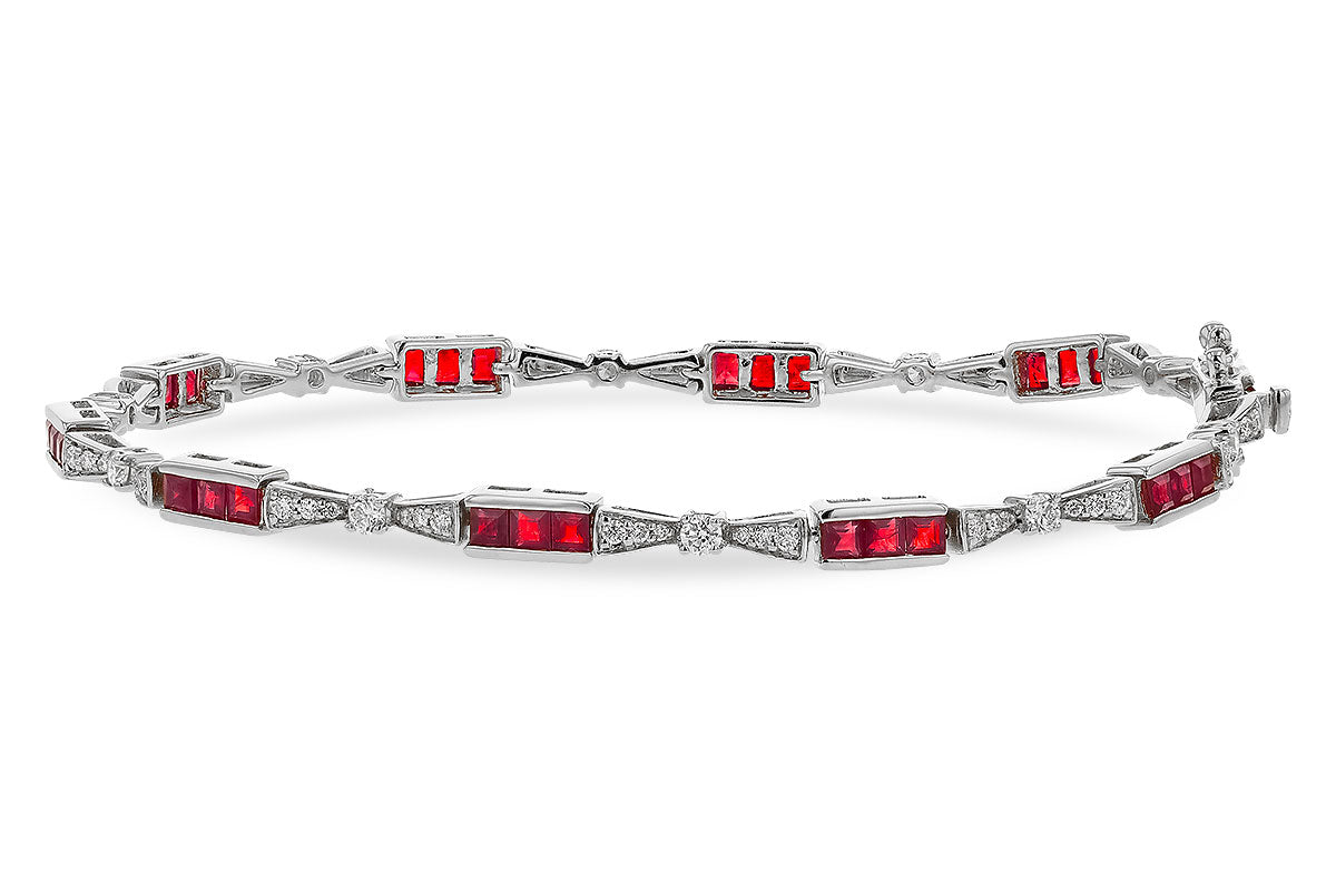 Allison Kaufman Ruby & Diamond Bracelet in 14K White Gold, 2.70 ctw