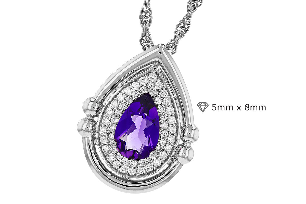 Allison Kaufman Amethyst & Diamond Necklace in 14K White Gold, 0.86 ctw, alternate view