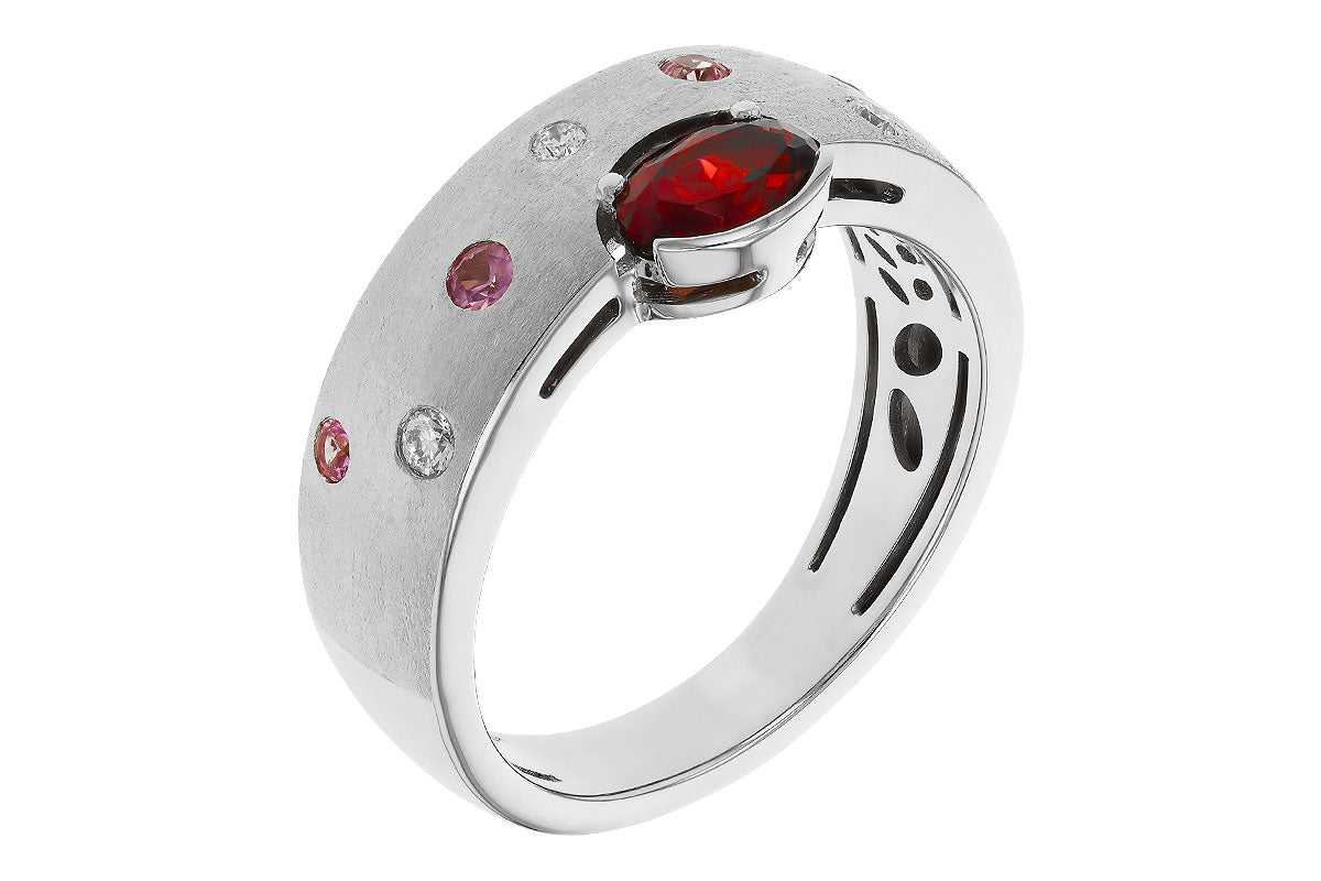 Allison Kaufman Garnet, Pink Sapphire & Diamond Ring in 14K White Gold, 0.66 ctw, alternate view