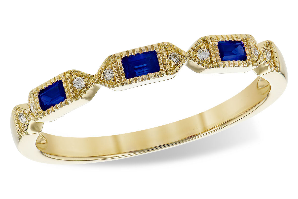 Allison Kaufman Sapphire & Diamond Wedding Band in 14K Yellow Gold, 0.15 ctw