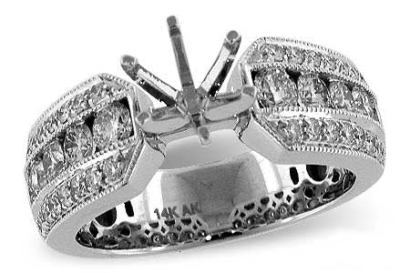 Allison Kaufman Diamond Engagement Ring Semi-Mount in 14K White Gold, 1.00 ctw (L7258)