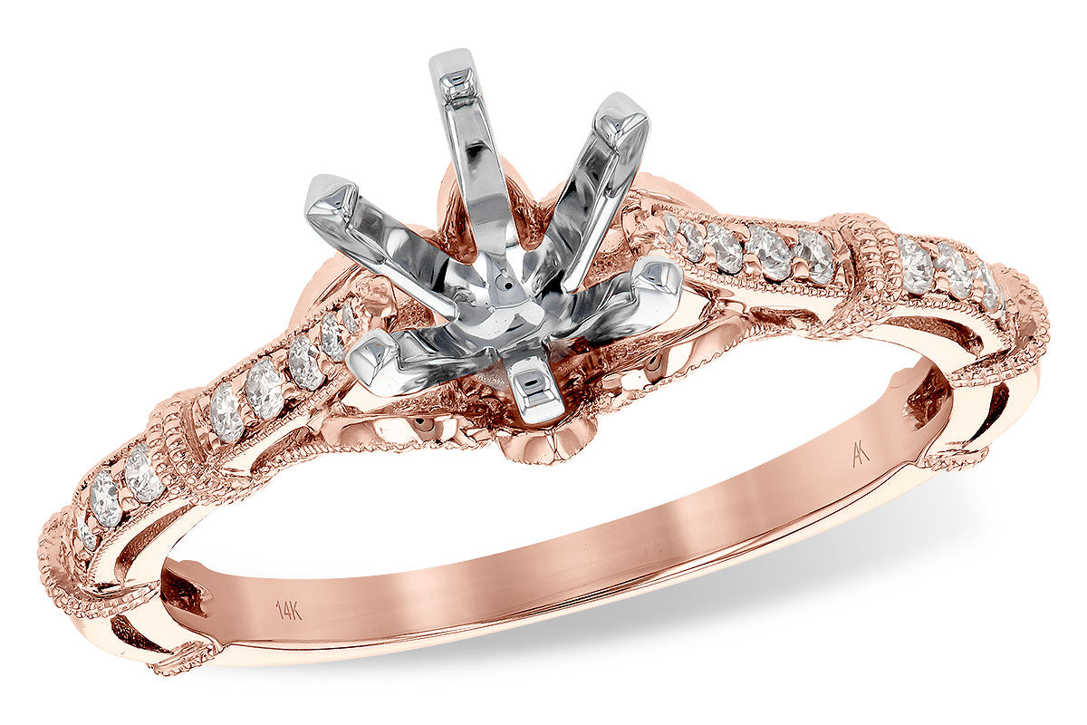 Allison Kaufman Diamond Engagement Ring Semi-Mount in 14K Rose Gold, 0.14 ctw (L7745)