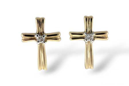 Allison Kaufman Diamond Earrings in 14K Yellow Gold, 0.03 ctw (E1272)