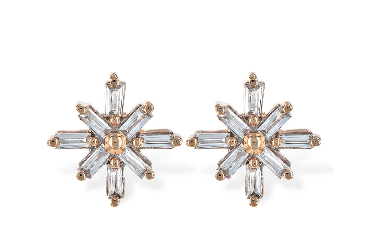 Allison Kaufman Baguette Diamond Earrings in 14K Rose Gold, 0.22 ctw
