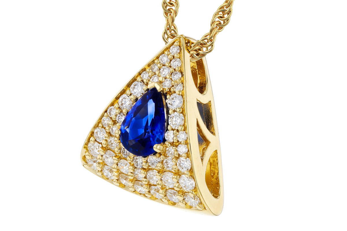 Allison Kaufman Sapphire & Diamond Necklace in 14K Yellow Gold, 0.85 ctw, alternate view
