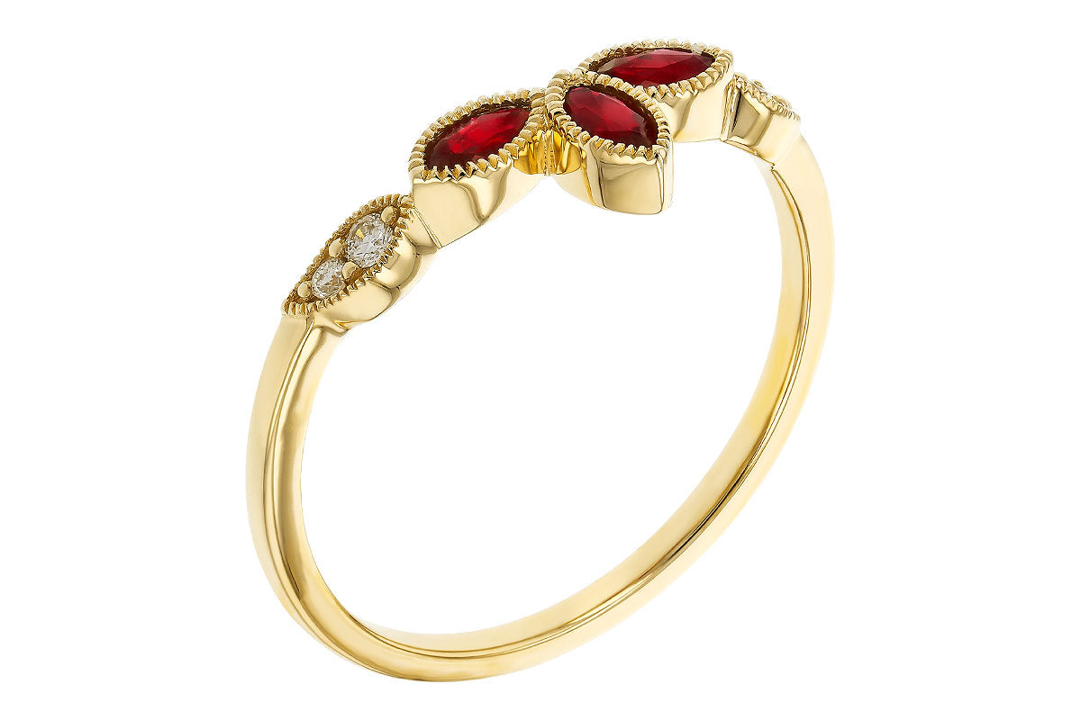 Allison Kaufman Ruby & Diamond Band Enhancer in 14K Yellow Gold, 0.35 ctw, alternate view