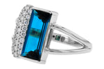 Allison Kaufman London Blue Topaz & Diamond Ring in 14K White Gold, 2.92 ctw, alternate view