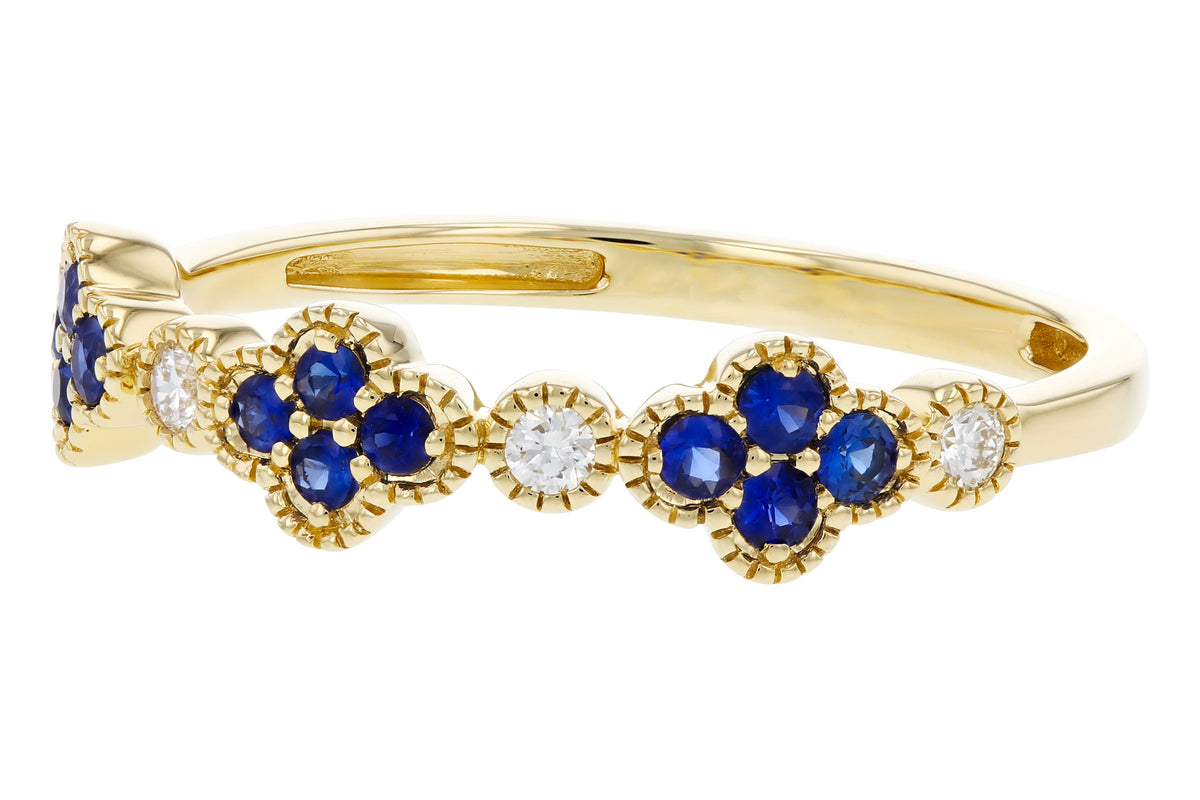 Allison Kaufman Sapphire & Diamond Wedding Band in 14K Yellow Gold, 0.31 ctw, alternate view