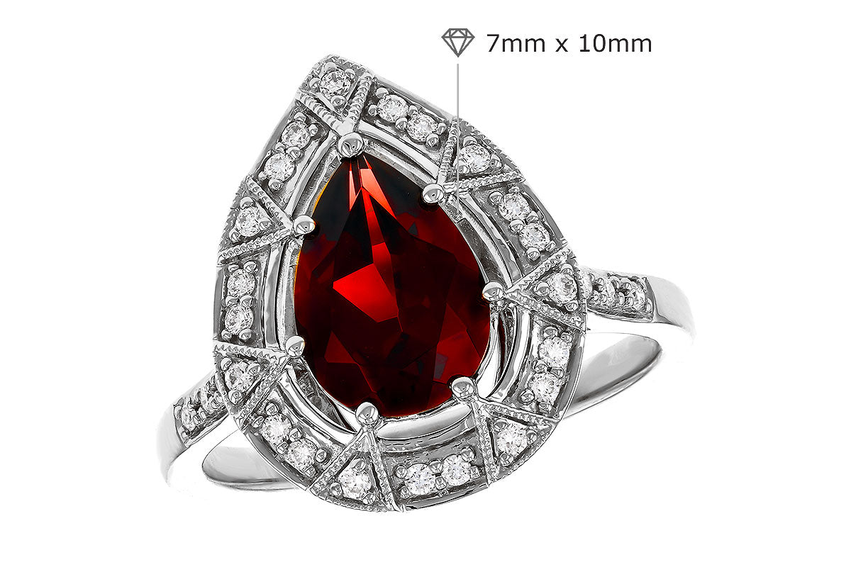Allison Kaufman Garnet & Diamond Ring in 14K White Gold, 1.98 ctw, alternate view