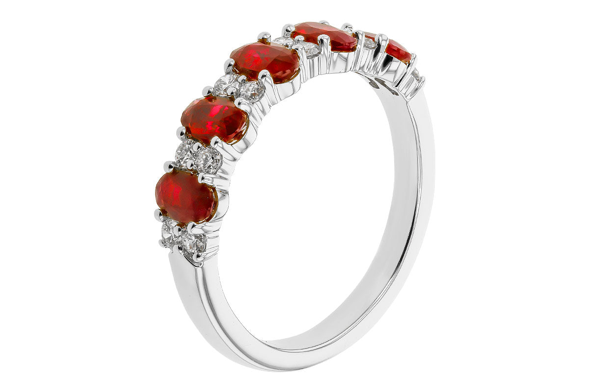 Allison Kaufman Ruby & Diamond Wedding Band in 14K White Gold, 1.80 ctw, alternate view