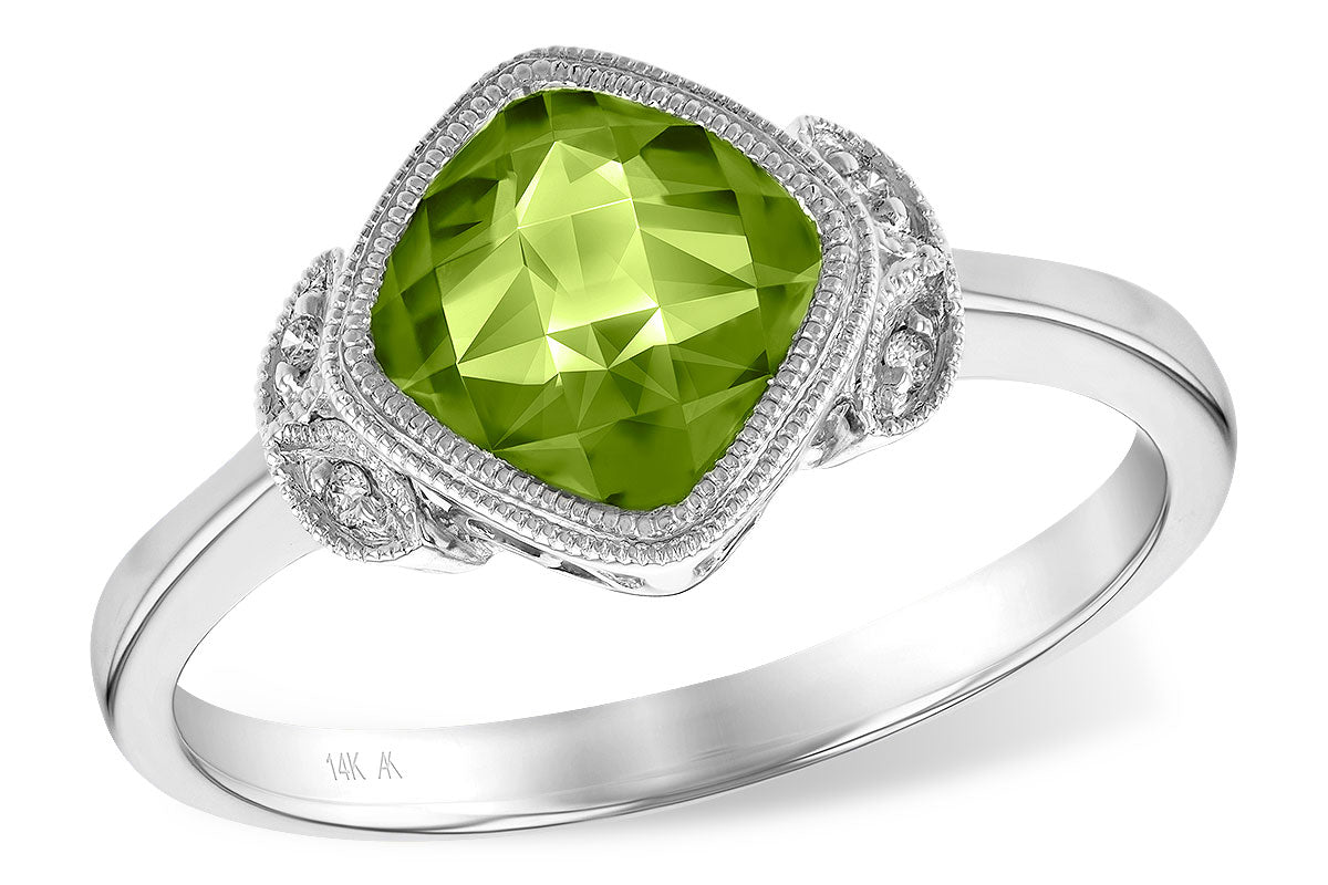 Allison Kaufman Peridot & Diamond Ring in 14K White Gold, 1.53 ctw
