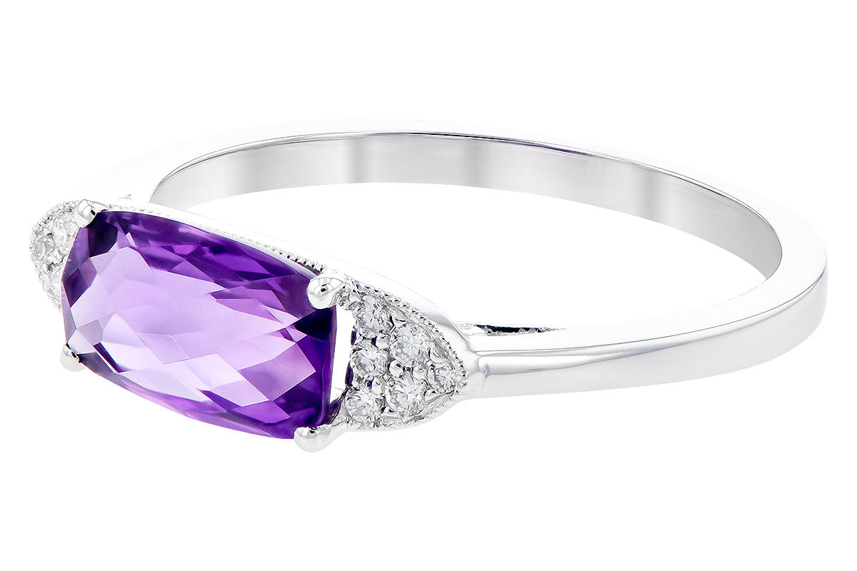 Allison Kaufman Amethyst & Diamond Ring in 14K White Gold, 1.18 ctw, alternate view