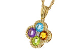 Allison Kaufman Multi-Gemstone & Diamond Necklace in 14K Yellow Gold, 1.29 ctw, alternate view