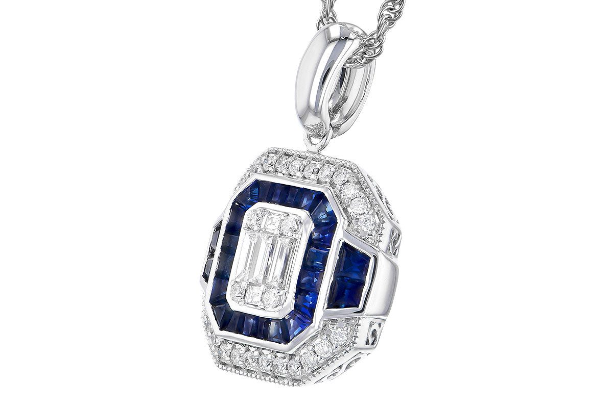 Allison Kaufman Sapphire & Diamond Necklace in 14K White Gold, 1.33 ctw (N8292), alternate view