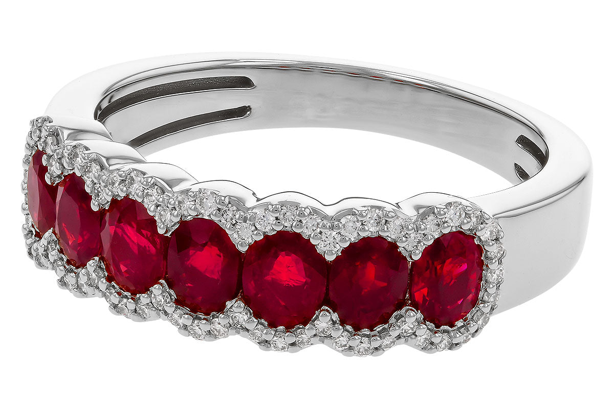 Allison Kaufman Ruby & Diamond Wedding Band in 14K White Gold, 1.57 ctw, alternate view