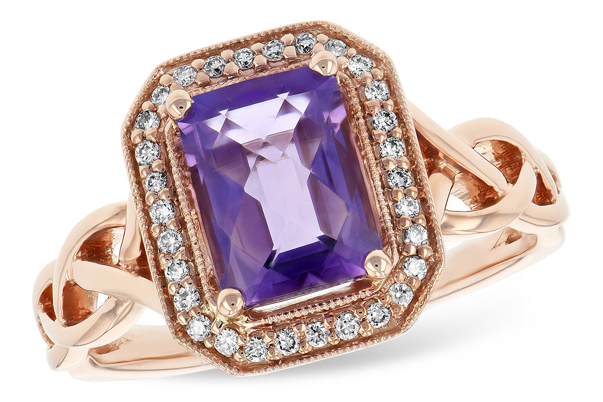 Allison Kaufman Amethyst & Diamond Ring in 14K Rose Gold, 1.53 ctw