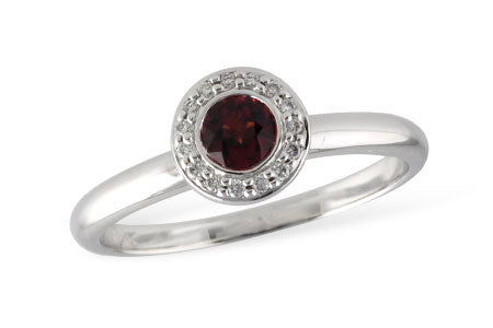 Allison Kaufman Garnet & Diamond Ring in 14K White Gold, 0.34 ctw