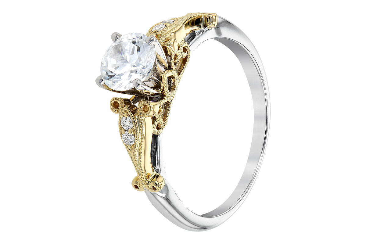 Allison Kaufman Diamond Engagement Ring Semi-Mount in 14K Two-Tone Gold, 0.05 ctw, alternate view