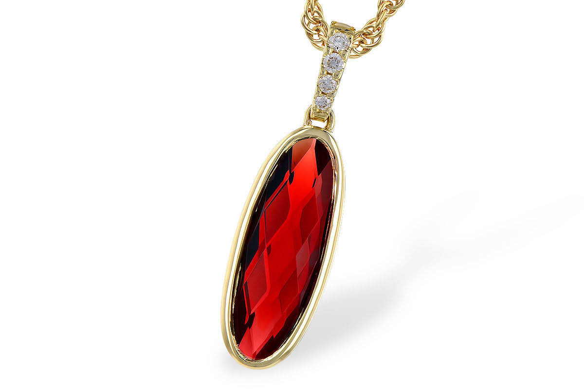 Allison Kaufman Garnet & Diamond Necklace in 14K Yellow Gold, 2.05 ctw (N8330)