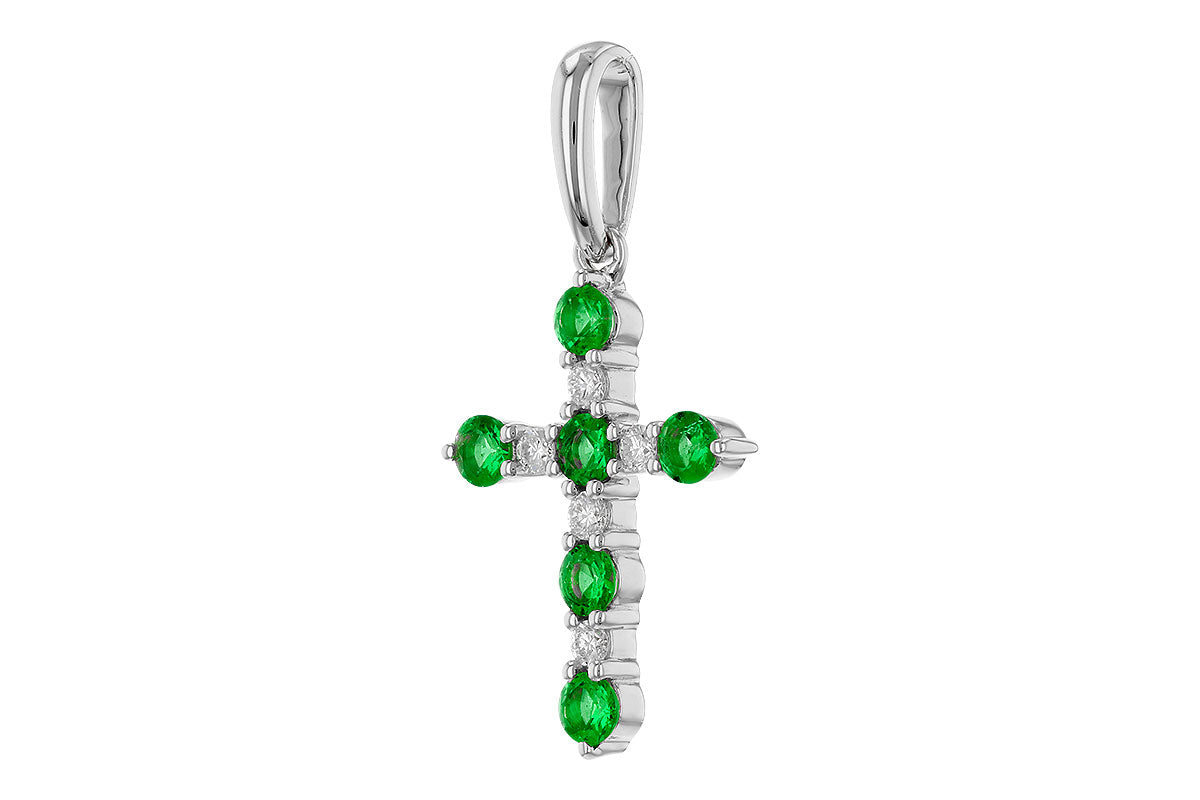 Allison Kaufman Emerald & Diamond Pendant in 14K White Gold, 0.35 ctw, alternate view