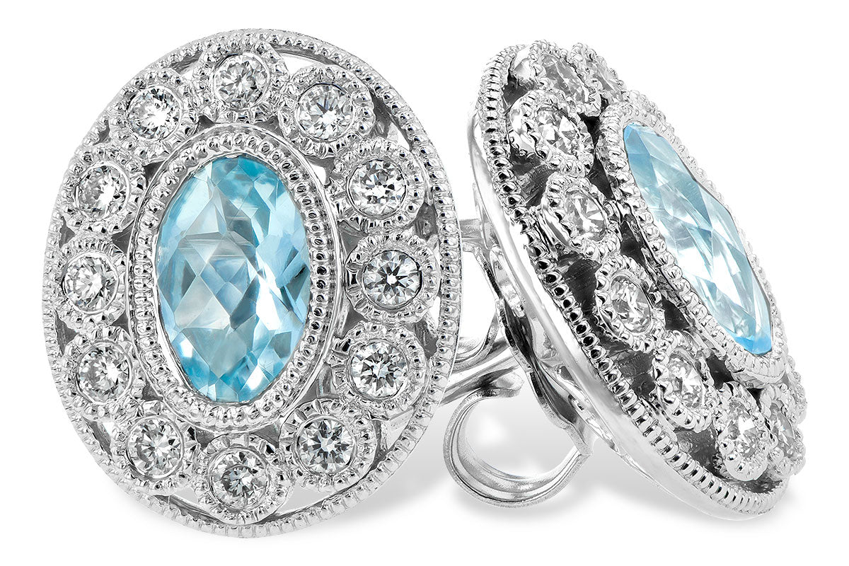 Allison Kaufman Aquamarine & Diamond Earrings in 14K White Gold, 0.98 ctw