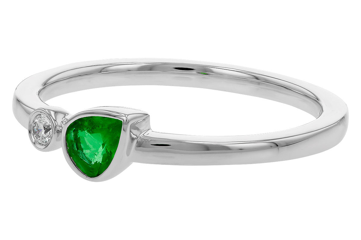 Allison Kaufman Emerald & Diamond Ring in 14K White Gold, 0.22 ctw, alternate view
