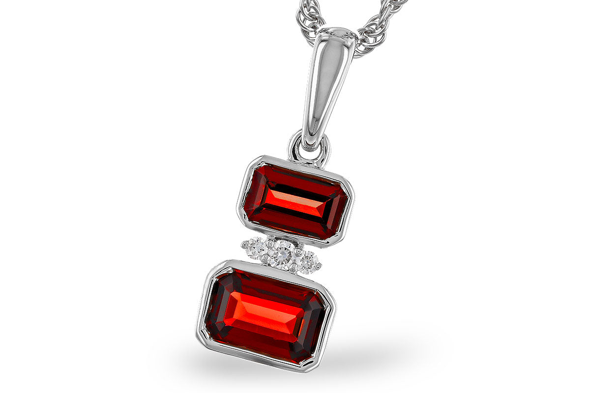 Allison Kaufman Garnet & Diamond Necklace in 14K White Gold, 1.01 ctw