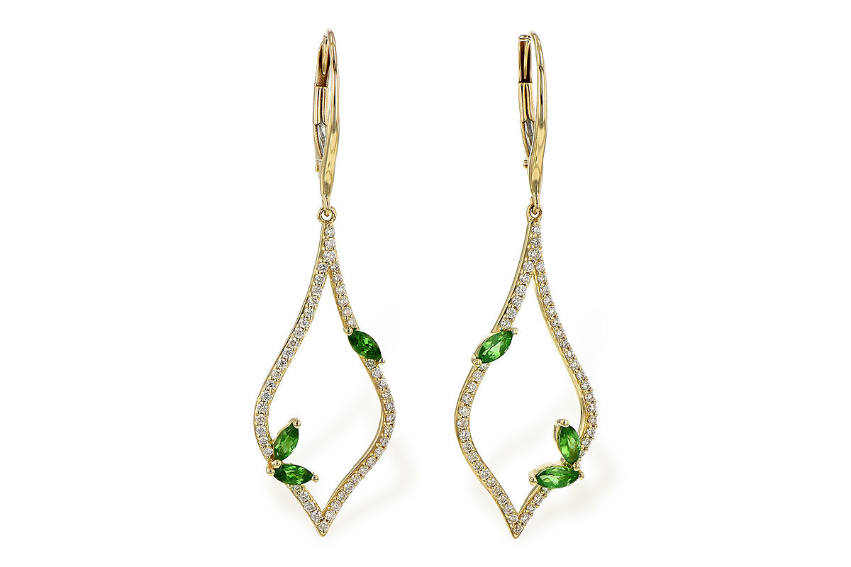 Allison Kaufman Green Garnet & Diamond Earrings in 14K Yellow Gold, 0.77 ctw