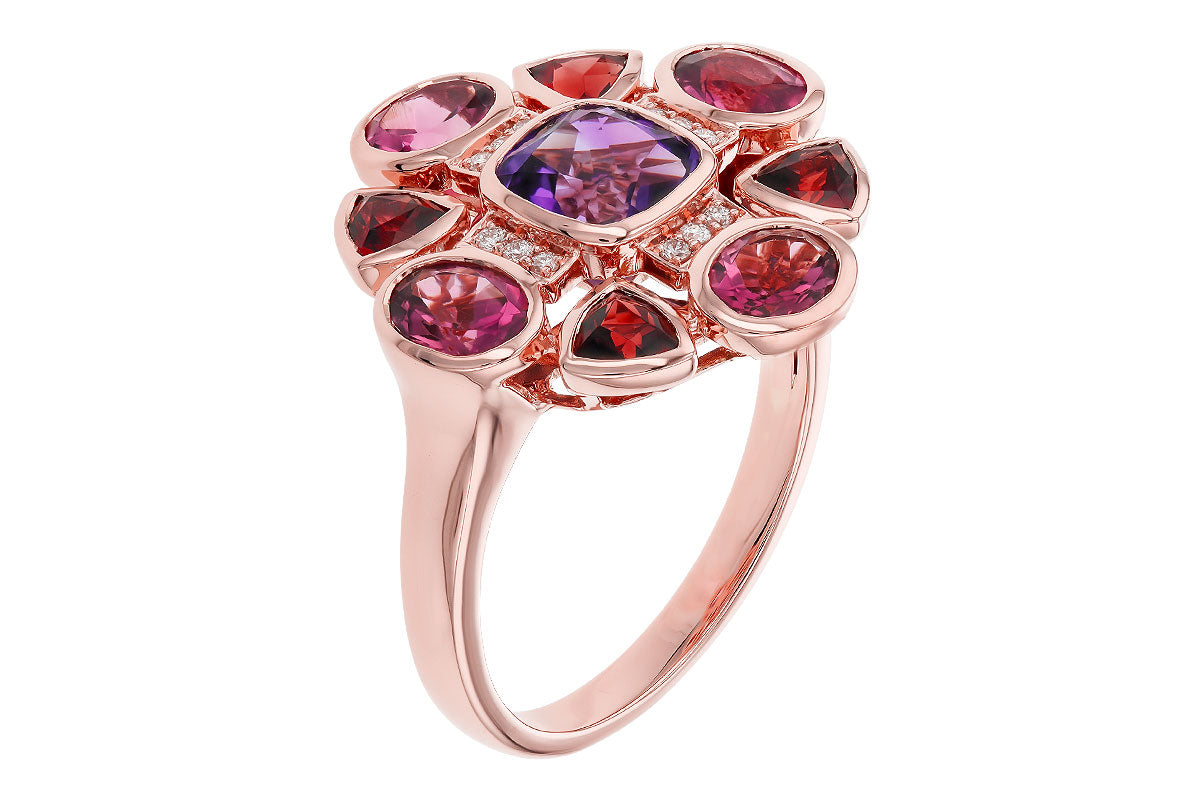 Allison Kaufman Multi-Gemstone & Diamond Ring in 14K Rose Gold, 2.82 ctw, alternate view