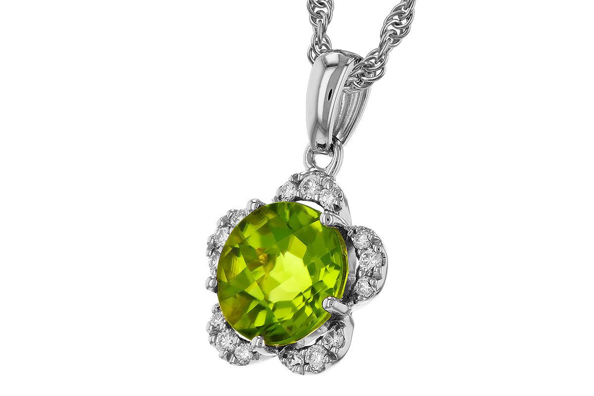 Allison Kaufman Peridot & Diamond Necklace in 14K White Gold, 2.28 ctw, alternate view