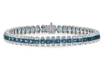 Allison Kaufman London Blue Topaz & Diamond Bracelet in 14K White Gold, 9.03 ctw