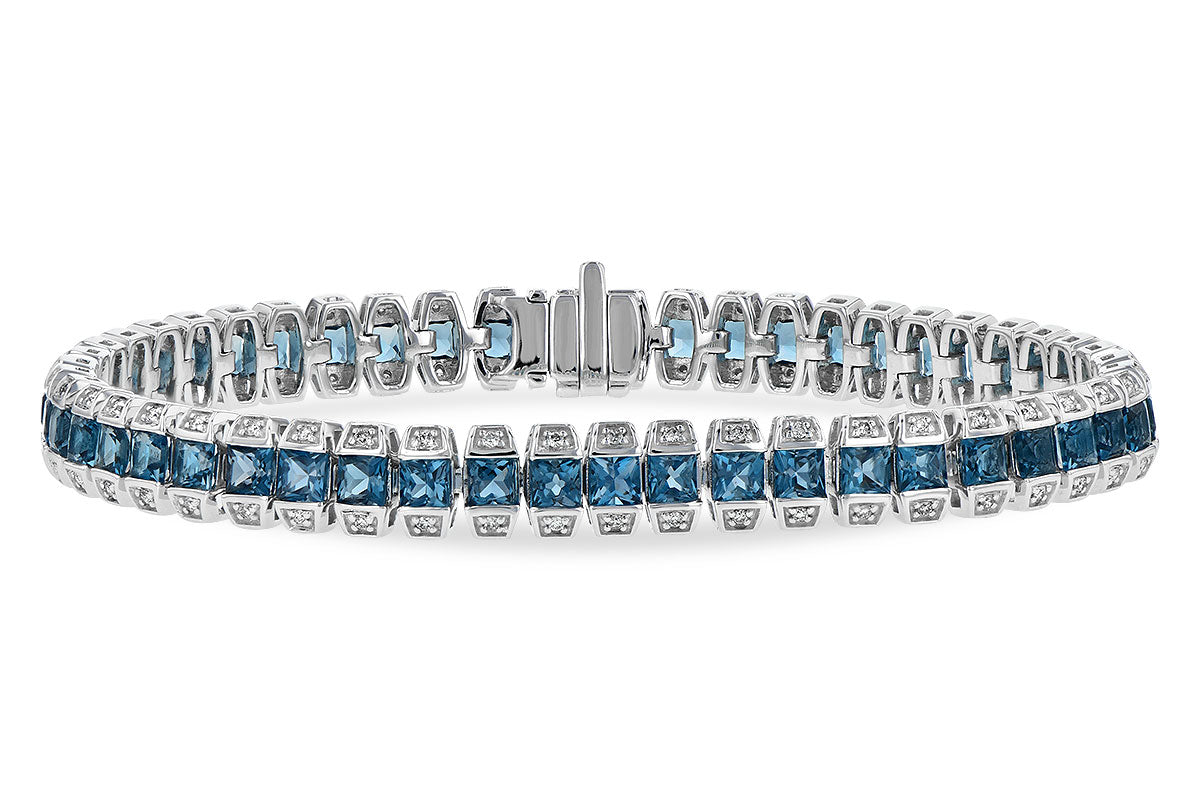 Allison Kaufman London Blue Topaz & Diamond Bracelet in 14K White Gold, 9.03 ctw