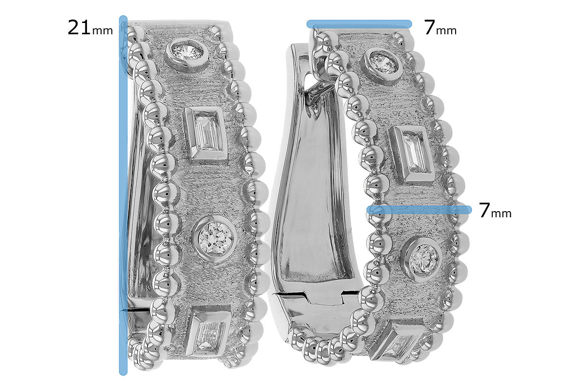 Allison Kaufman Baguette Diamond Earrings in 14K White Gold, 0.18 ctw, alternate view