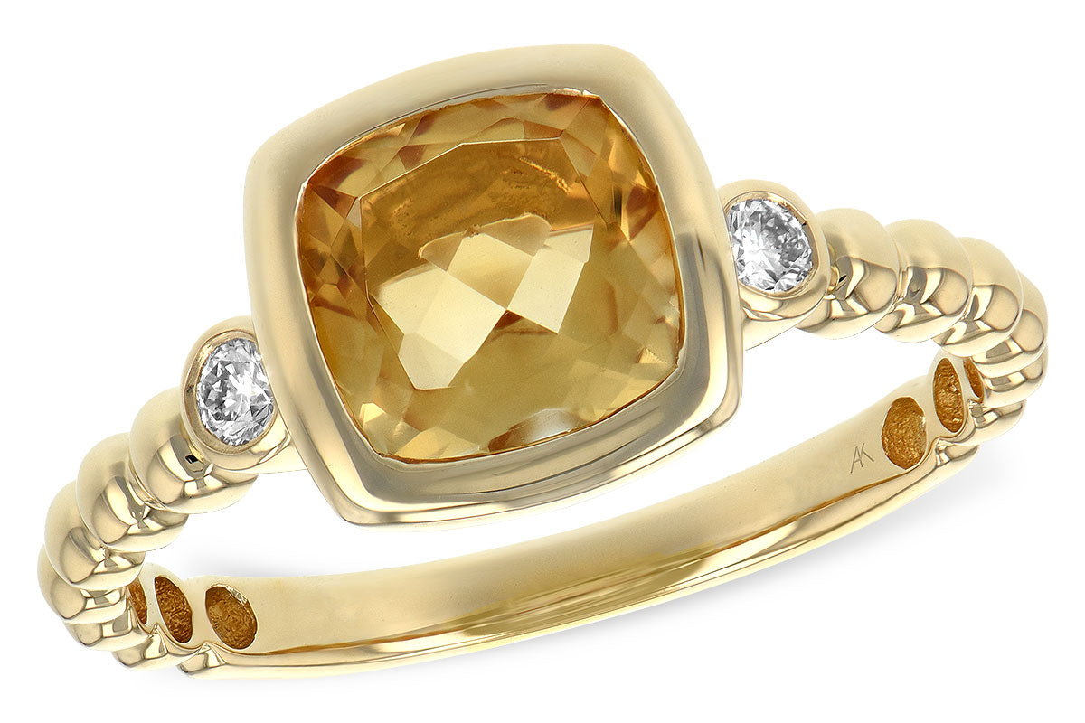 Allison Kaufman Citrine & Diamond Ring in 14K Yellow Gold, 1.23 ctw