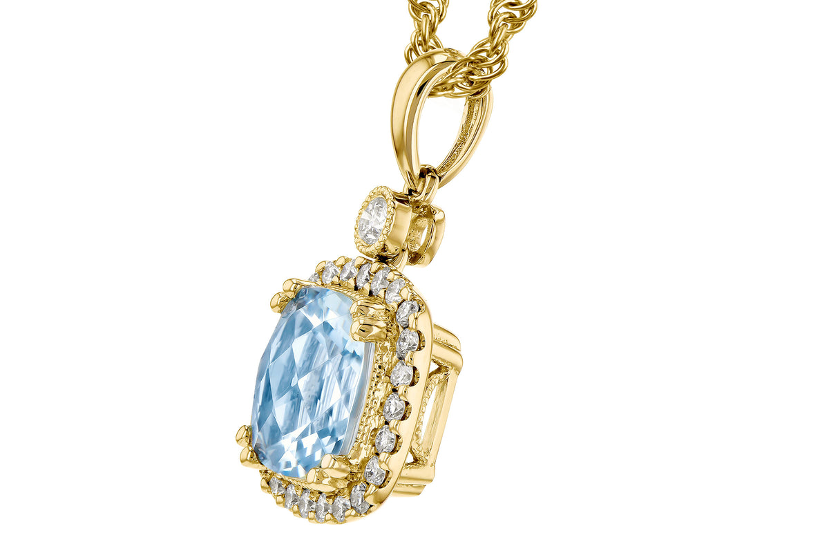 Allison Kaufman Aquamarine & Diamond Necklace in 14K Yellow Gold, 1.39 ctw, alternate view