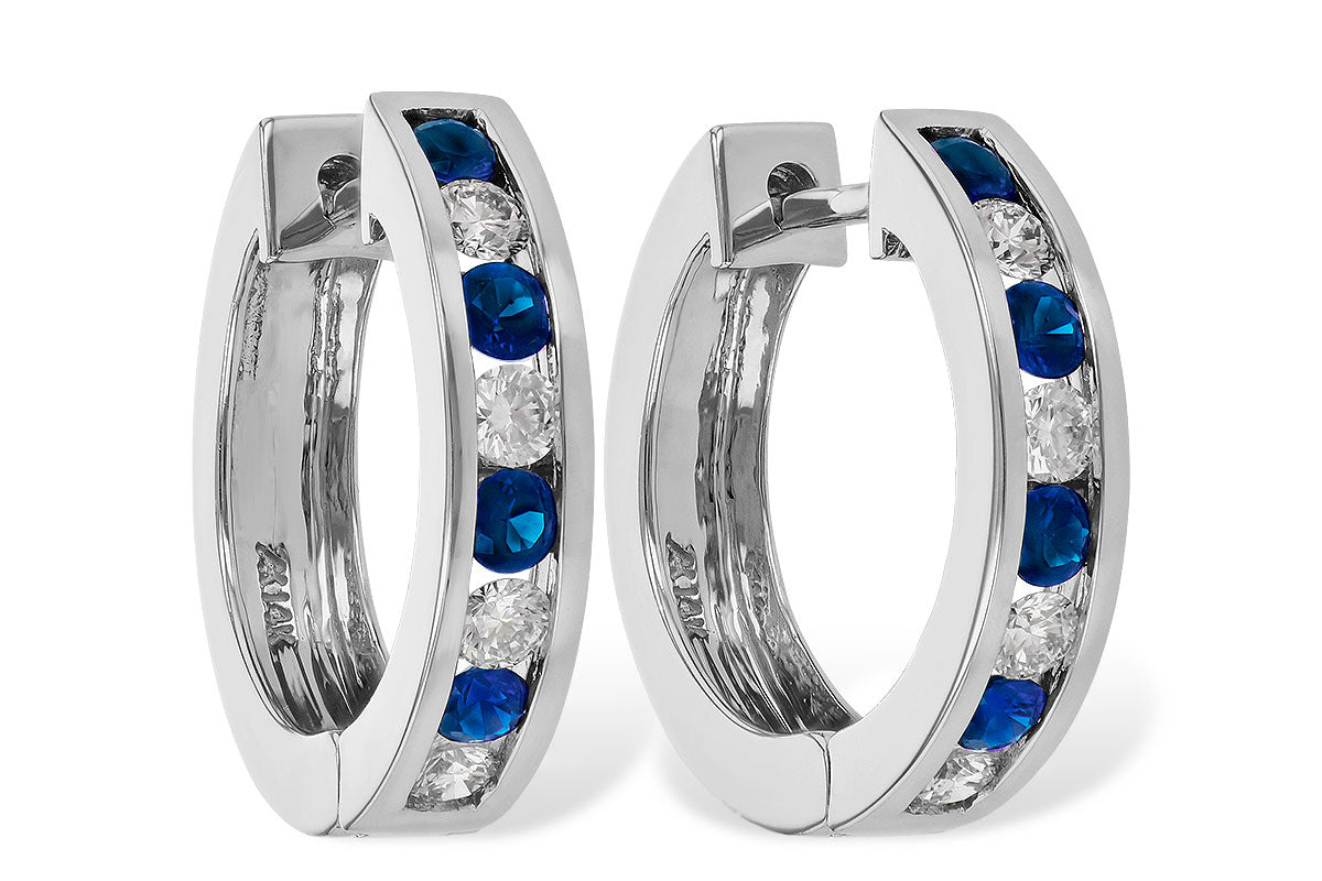 Allison Kaufman Sapphire & Diamond Earrings in 14K White Gold, 1.02 ctw