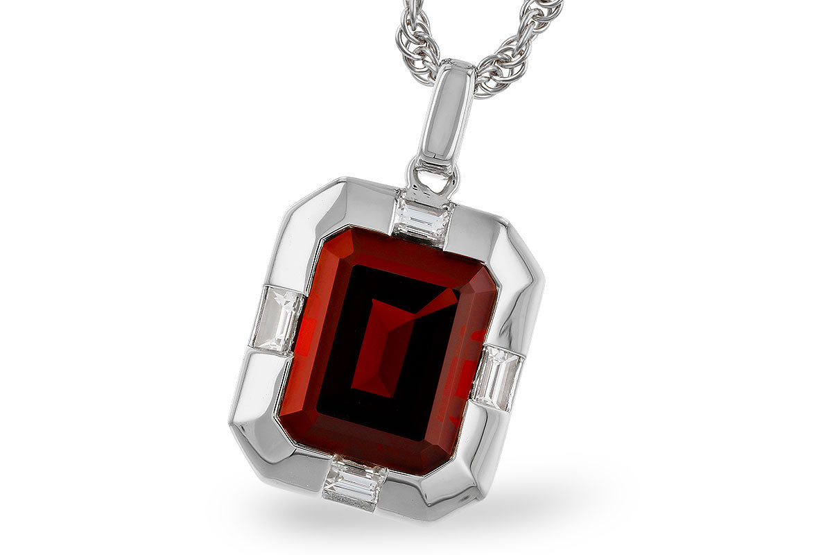 Allison Kaufman Garnet & Diamond Necklace in 14K White Gold, 3.82 ctw
