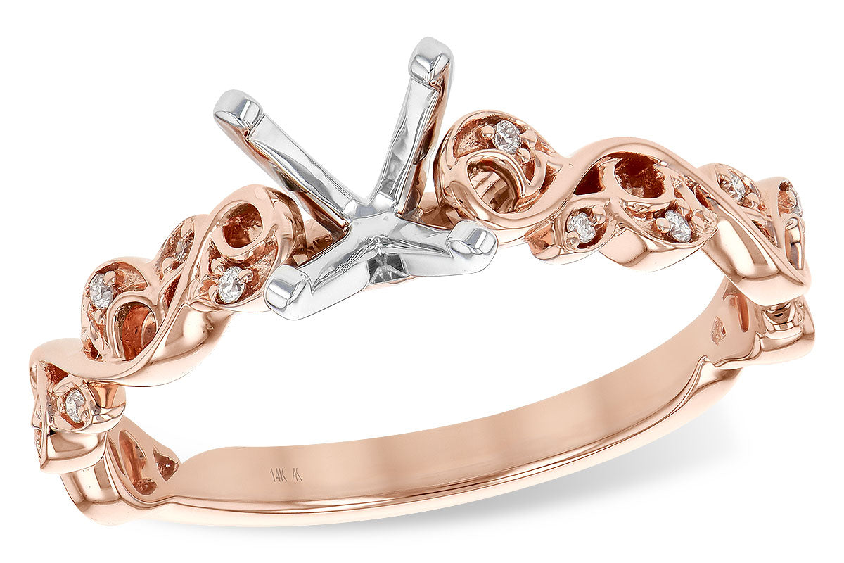 Allison Kaufman Diamond Engagement Ring Semi-Mount in 14K Rose Gold, 0.04 ctw