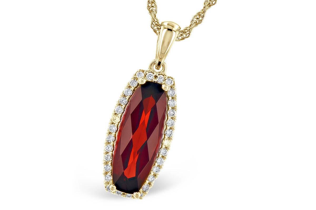 Allison Kaufman Garnet & Diamond Necklace in 14K Yellow Gold, 1.87 ctw