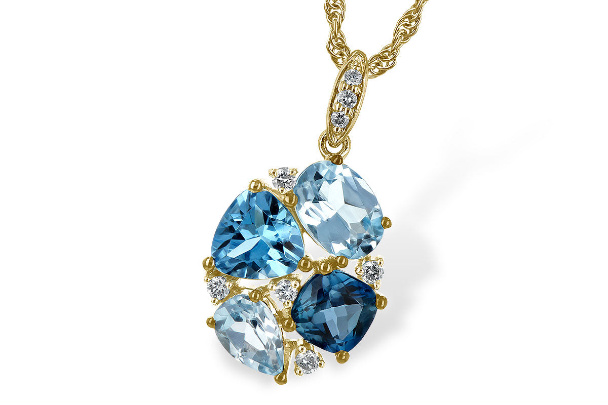 Allison Kaufman Blue Topaz & Diamond Necklace in 14K Yellow Gold, 2.70 ctw