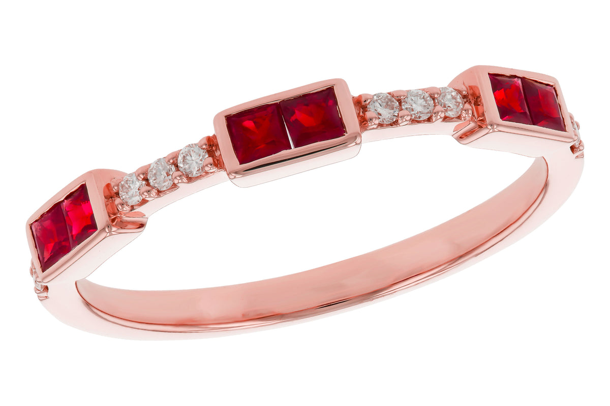 Allison Kaufman Ruby & Diamond Wedding Band in 14K Rose Gold, 0.41 ctw