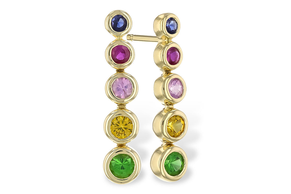 Allison Kaufman Multi-Gemstone Earrings in 14K Yellow Gold, 0.60 ctw