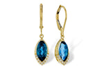 Allison Kaufman London Blue Topaz & Diamond Earrings in 14K Yellow Gold, 2.50 ctw